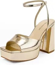 [Modatope] Platform Heels for Women Platform Sandals Womens Chunky Heel Open Toe Pumps Ankle Strap Womens Wedding Party Pumps Shoes