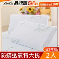 在飛比找PChome24h購物優惠-LooCa 法國防螨舒眠超透氣記憶枕2入-特大型