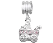 Silver Baby Carriage Baby Pram Bead