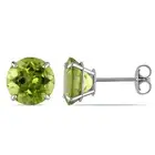Amour 14k White Gold 4CT TGW Peridot Solitaire Earrings