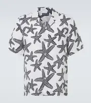 [Vilebrequin] Vilebrequin Printed linen bowling shirt UK 16 white