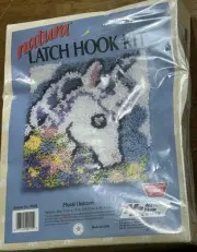 Vintage 1991 Natura Floral Unicorn Latch Hook Kit National Yarn Crafts NIB NOS
