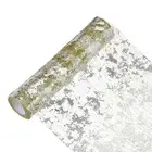 33 Feet Table Runner, Sequin Gold Foil Thin Mesh Metallic, Army Green Silver