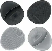Manmihealth 4 Pack Soft Silicone Face Scrubber Exfoliator,Silicone Handheld Manual Facial Cleansing Brush, Face Washing Pad for Pore Cleansing Blackhead Removing Massaging (Gray+Black)*2
