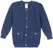 [Cuddle Threads] Kids 100% Cotton Cable Knit Cardigan, Royal Blue with White Trim, Long Sleeve Button Front, Newborn to 6 Years Old, Designed in Australia
