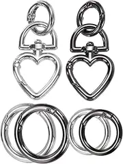 uxcell 2 Pcs Metal Swivel Clasps Key Chain Keyrings Heart Shape Spring Snap Keychain Hook Clip for Chains Extender DIY Handicrafts Lanyards Jewelry Findings, Silver Tone/Gun Black
