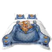 Adorable Animal Painting Tiger Cub Overall Coverlet