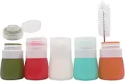 Ksooly 5-Pack 1.3Oz. Squeeze Salad Dressing Bottles with Cleaning Brush | Small Salad Dressing Container to Go | Portable Sauce Bottle Condiment Bottles | Food-grade Silicone, BPA Free