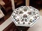 Beautiful Marble Sofa Table Top Handmade Floral Art Unique Design Console Bar De