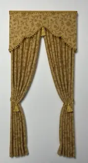 Gold Floral "Old World" Dollhouse Curtains -1:12 scale*