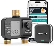 Unistyle Irrigation Computer WLAN 2 Outlets with Brass Inlet Outlet, Smart Timer Watering with App, Automatic Watering Timer for Garden Lawn Sprinkler Irrigation System