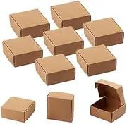 Sdootjewelry Small Kraft Gift Box, 100 Packs 2.44''×2.44''×1.38'' Mini Brown Kraft Paper Boxes Cardboard Ring Earring Jewelry Boxes