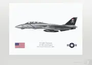 Warhead Illustrated F-14B Tomcat VF-103 Jolly Rogers Santa Cat Aircraft Print