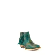 Women's Ferrini Fringe Leather Boots Handcrafted Turquoise