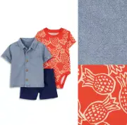 Carter's Baby Boy 3-Piece Pineapple Shorts, Top & Bodysuit Set