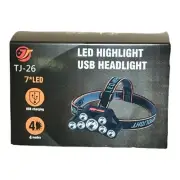 Super Bright 5 LED Zoom Headlamp USB Rechargeable Headlight Head Torch