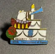 Security Pacfic Bank 100th Tournament of Roses Vintage Pinback Lapel Button 1".