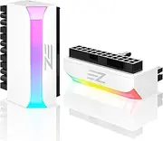 EZDIY-FAB ATX Power Connector Adapter 24 Pin 90 Degree 5V 3 Pin ARGB Rainbow Female to Male for Computer Motherboard Block - White - 1 Pack
