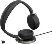 [Jabra] Evolve2 65 Flex Stereo Headset with Bluetooth, Wireless Charging Pad - Noise-Cancelling ClearVoice Technology & Hybrid Active Noise Cancellation - Certified for Microsoft Teams - Black