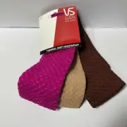 Vidal Sassoon Thermal Knit Headwrap Head Band Pack of 3 Pink Brown Tan