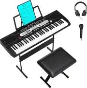 61-Key Electric Keyboard Piano Set for Beginners and Kids with Microphone, Headp