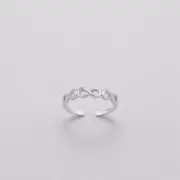 TJS 925 Sterling Silver Triple Infinity Symbol Toe Ring Adjustable Love Eternity