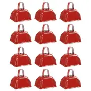 12Pack Metal Cowbell with Handle Noise Makers for Sports Events Football Red