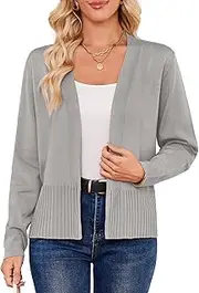 [Yekaty] Lightweight Cardigans for Women Summer Cropped Open Front Spring Cardigans Long Sleeve Jackets, S-2XL