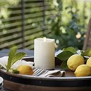 Luminara Realistic Artificial Moving Flame Outdoor Pillar Candle - Moving Flame LED Battery Operated Lights for Outside Christmas, Thanksgiving - Remote Ready - Remote Sold Separately - 3.25" x 4.5"