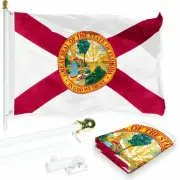 Combo Pack: 6 Feet Tangle Free Spinning Flagpole (White) Florida FL State