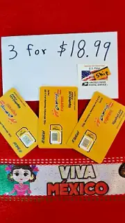Telcel Mexico 3 PIECE Prepaid SIM Card Chip, ALREADY ACTIVATED