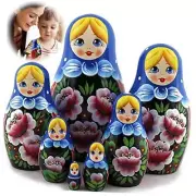 Nesting Babushka Dolls - Handmade Rose Hand-painted - Matruska Stacking 7