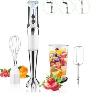 Cordless Immersion Blender Handheld: 3-in-1 Blender, White