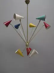 Rare Large Multicoloured Pendant lamp by Gilardi & 1950's Spunik Fixture