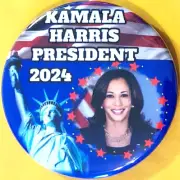Kamala Harris For President 2024 Campaign Button with Statue of Liberty 2.25"