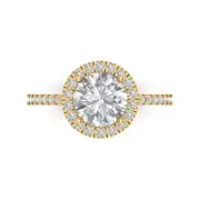 1.75 Round Cut Anniversary Engagement Bridal Halo Promise Ring 14k Yellow Gold