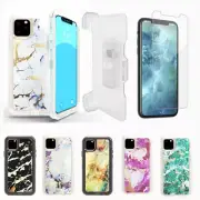 For Apple iPhone 11/11 Pro Max Marble Defender Case with Screen & Belt Clip
