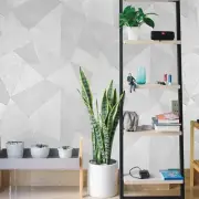 Geometric Modern light gray triangles faux fabric textured wallpaper 3D illusion