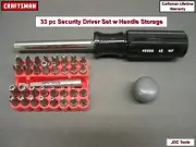 Craftsman USA Driver Handle w Storage w 33 pc Security Bit Set - Tamper Proof