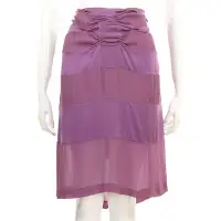 在飛比找Yahoo奇摩購物中心優惠-ALBERTA FERRETTI 紫色皺褶拼接設計及膝裙