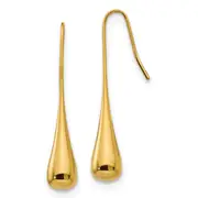 Stainless Steel Chisel Polished Yellow Ip-Plated Shepherd Hook Earrings