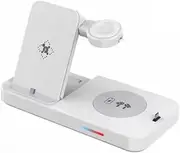 White,25W 3 in 1 Wireless Charging Station for Multiple Devices, Fast Foldable Charging Stand with Intelligent Indicator Light, for iPhone 16/15/14/13/12, Apple Watch & Airpods & Android Phone Etc.