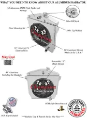 RC Champion 3 Row Radiator W/ 16" Fan and Shroud for 1943 - 1948 Chevrolet Cars (for: Chevrolet)