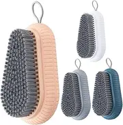 FRCOLOR 4pcs Soft Bristle Multi Functional Scrub Brush for Clothes Shoes and Household Cleaning for Bathroom Kitchen Tiles and Hard to Reach Corners Includes Hanging Storage Ring