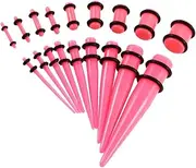 [Generic] 18Pcs Acrylic Ear Gauges Stretching Kit Acrylic 14G-00G Expander Tapper Plugs Body Jewelry Set