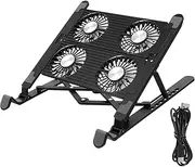 LIFKICH Multiple Fan Laptop Cooling Pad Stand Desk Support Black Plastic Radiator Bracket