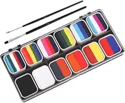Face Painting Kit for Adults Boys and Girls 12 Colors Water-activated Body Paints Makeup Palette Storage Box for Halloween Parties Sports
