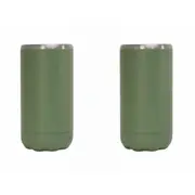 2x Annabel Trends 14.5cm S/S Can Soda Beverage Cooler Insulated Skinny Khaki