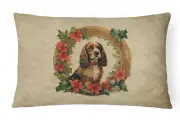 English Cocker Spaniel Christmas Flowers Throw Pillow