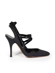 Black Strappy Pointed Toe Heels